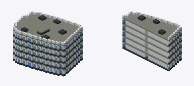 Exterior and cutaway of シニアセンター