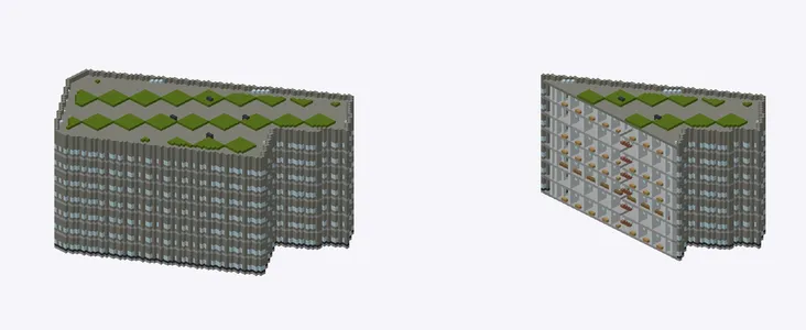 Exterior and cutaway of 中央区日本橋区民センター