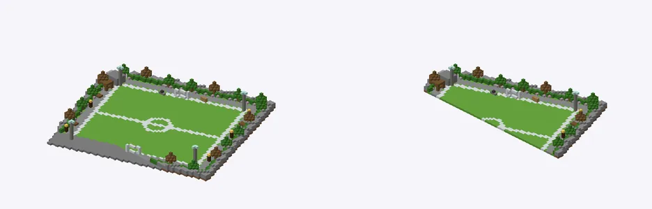 Exterior and cutaway of sports pitch, central Tokyo, around Tokyo Station (Chiyoda / Chuo ward)