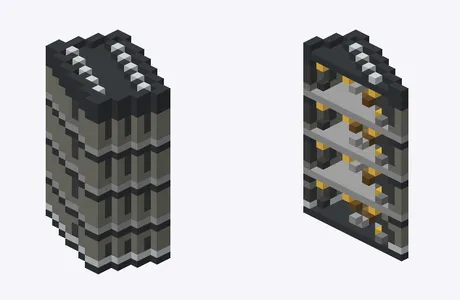 Exterior and cutaway of Kamejima Bld
