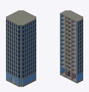 Exterior and cutaway of Slender office tower